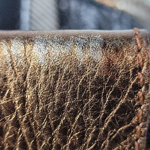 Burberry Womens Size 7.5 Metallic Bronze Leather Wedge Espadrille Thong - Picture 10 of 12